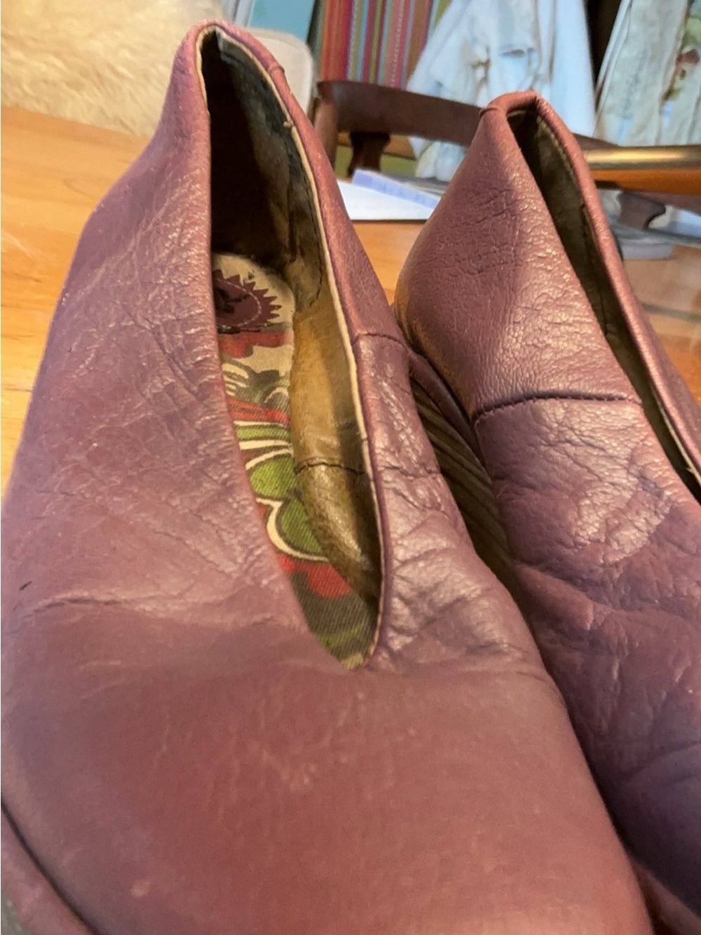 Fly London Purple Leather Slip-On Mules